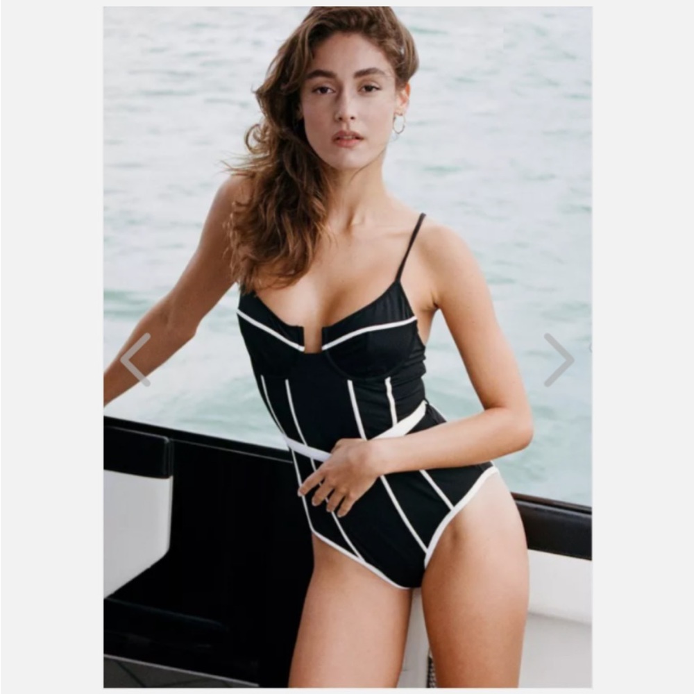 Black and White Women's One Piece Swimsuit